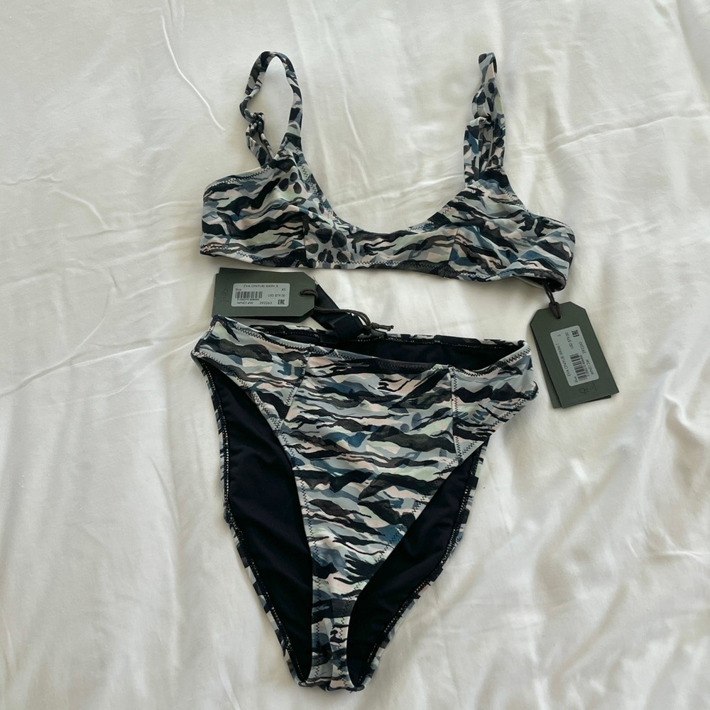 All Saints Camouflage Bikini Set - Black, Gray, White